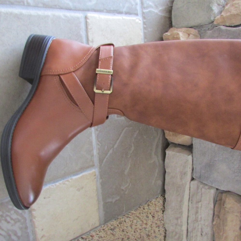 NEW SAM EDELMAN COGNAC TALL BOOTS WOMENS